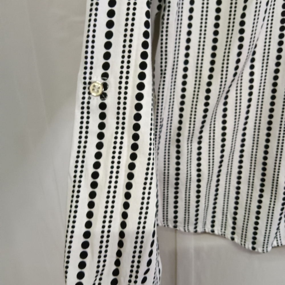🦋 7th Avenue NY & Co Button Down Shirt White Black Dots XL - Picture 4 of 8